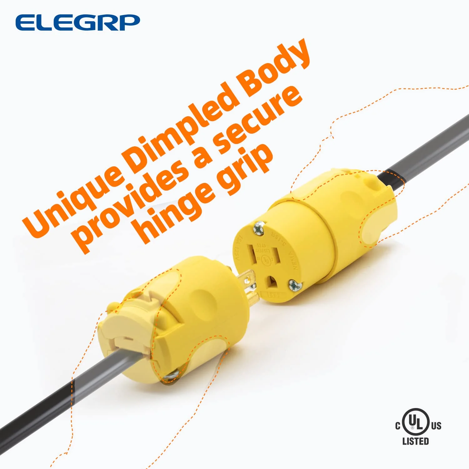 ELEGRP 15 Amp 125 Volt NEMA 5-15R Straight Blade Connector, 2 Pole 3 Wire Grounding, Yellow, Commercial Grade, 1 Pack - Image 10