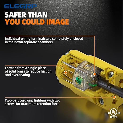 ELEGRP 15 Amp 125 Volt NEMA 5-15R Straight Blade Connector, 2 Pole 3 Wire Grounding, Yellow, Commercial Grade, 1 Pack - Image 14