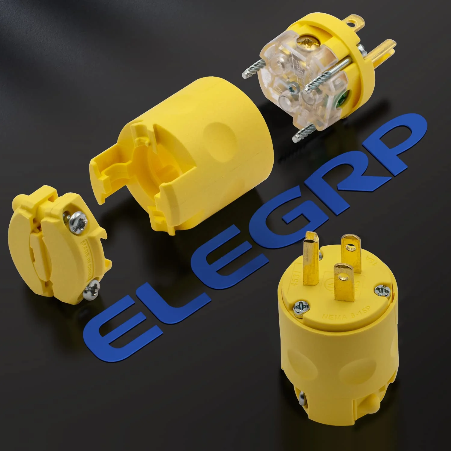 ELEGRP 15 Amp 125 Volt NEMA 5-15R Straight Blade Connector, 2 Pole 3 Wire Grounding, Yellow, Commercial Grade, 1 Pack - Image 3