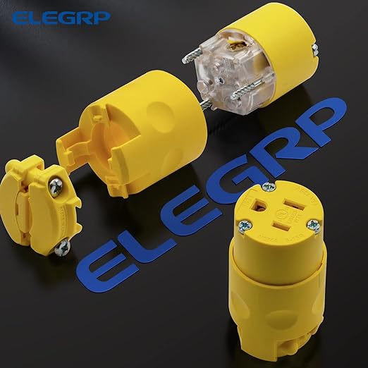 ELEGRP 15 Amp 125 Volt NEMA 5-15R Straight Blade Connector, 2 Pole 3 Wire Grounding, Yellow, Commercial Grade, 1 Pack - Image 4