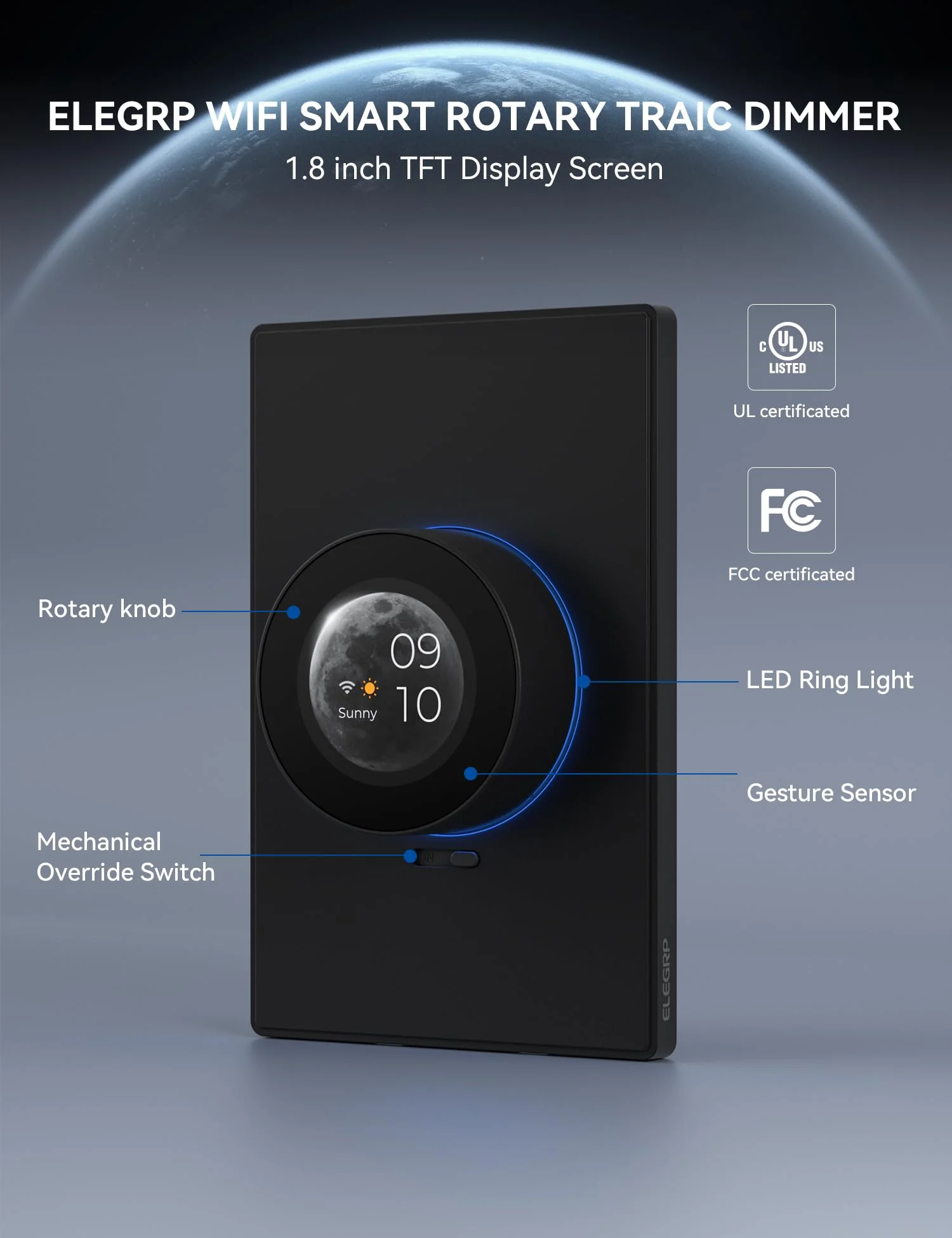 Wi-Fi Smart Rotary Dimmer Switch with Digital Display - Image 3