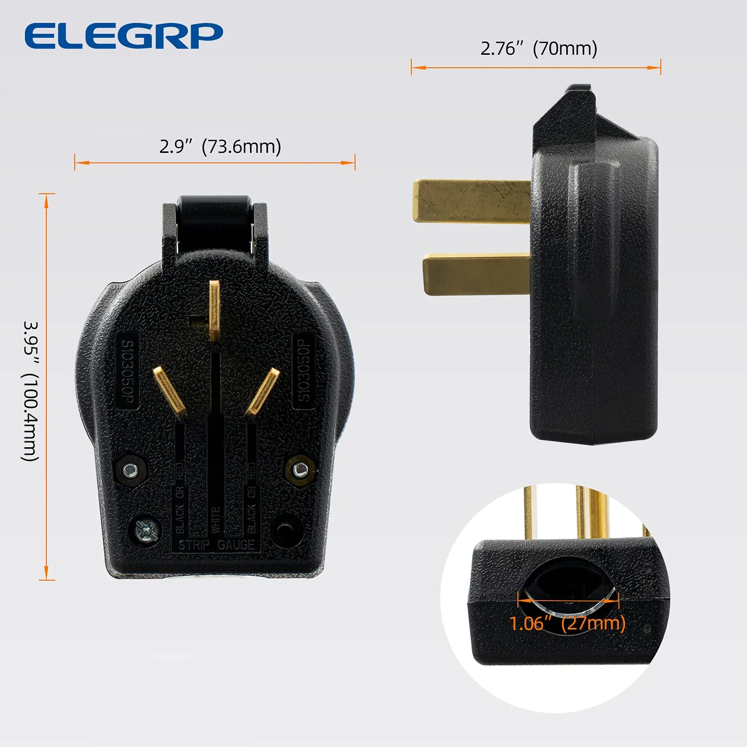 ELEGRP 30/50 Amp Flush Mount Power Receptacle, NEMA 10-30R & 10-50R Outlet, and Heavy Duty Plug, NEMA 10-30P & 10-50P, 125/250V, UL Listed - Image 10