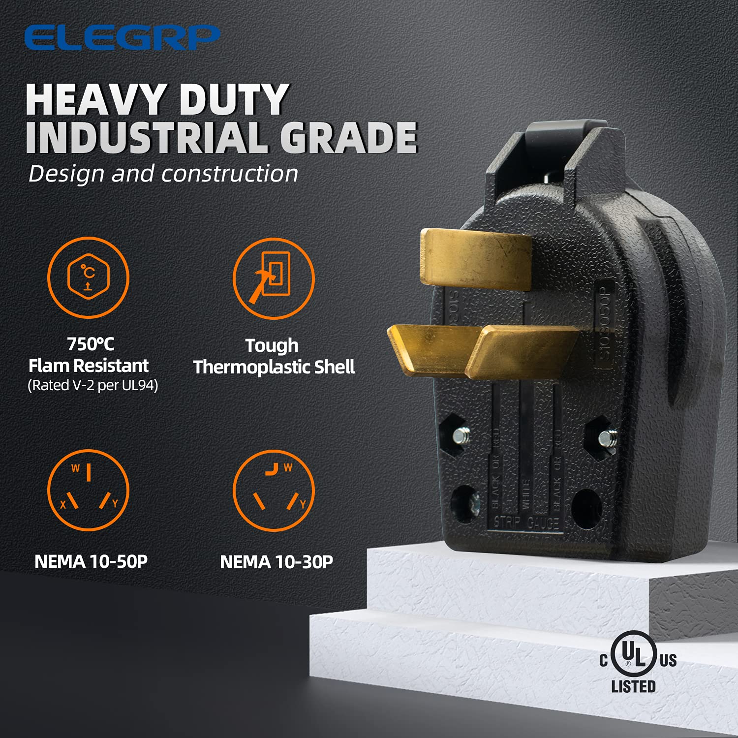 ELEGRP 30/50 Amp Flush Mount Power Receptacle, NEMA 10-30R & 10-50R Outlet, and Heavy Duty Plug, NEMA 10-30P & 10-50P, 125/250V, UL Listed - Image 13
