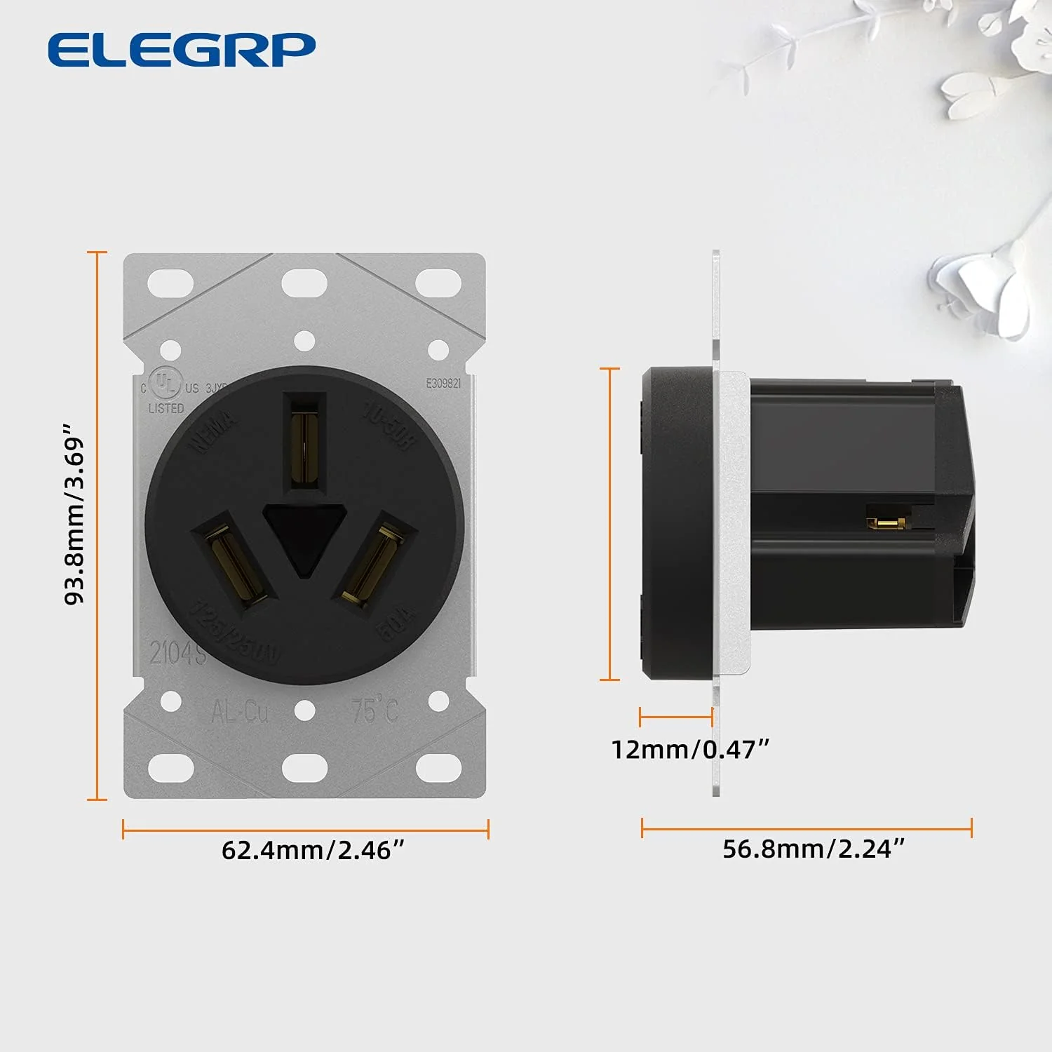ELEGRP 30/50 Amp Flush Mount Power Receptacle, NEMA 10-30R & 10-50R Outlet, and Heavy Duty Plug, NEMA 10-30P & 10-50P, 125/250V, UL Listed - Image 8