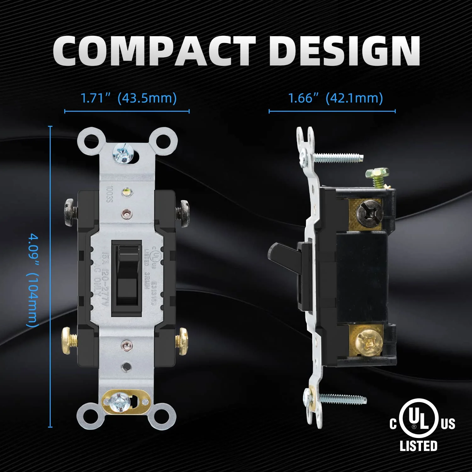 ELEGRP 4-Way Toggle Light Switch, 15 Amp, 120-277V, Quiet On/Off Wall Switch, Self-Grounding, Quick Push-In Wiring, UL Listed (10 Pack) - Image 11