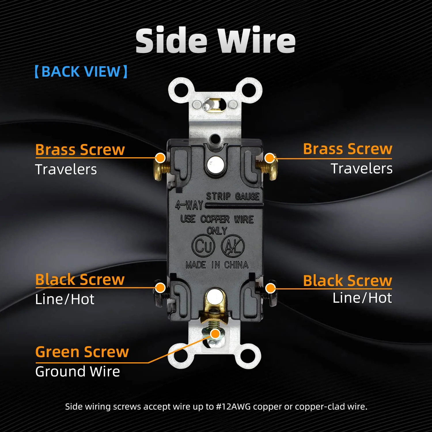 ELEGRP 4-Way Toggle Light Switch, 15 Amp, 120-277V, Quiet On/Off Wall Switch, Self-Grounding, Quick Push-In Wiring, UL Listed (10 Pack) - Image 12