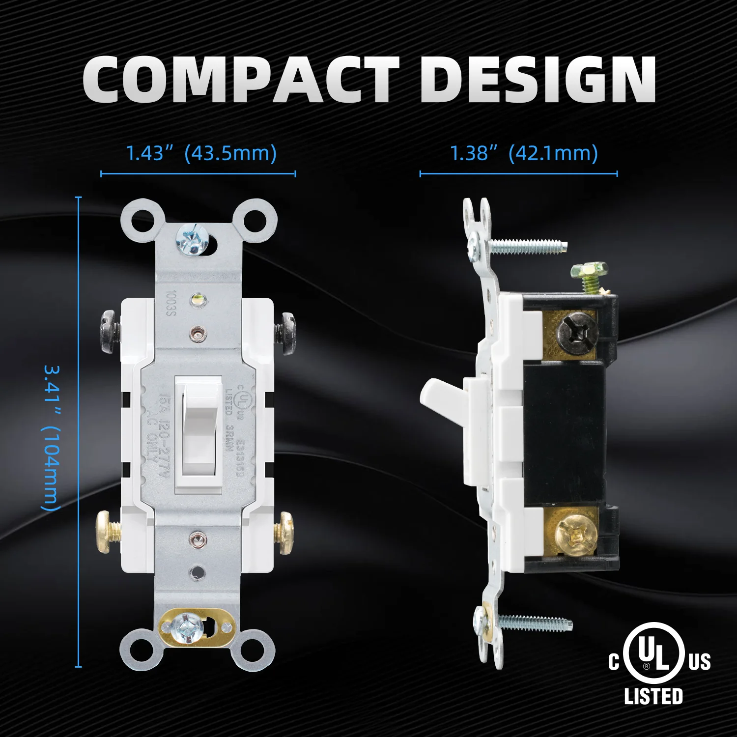 ELEGRP 4-Way Toggle Light Switch, 15 Amp, 120-277V, Quiet On/Off Wall Switch, Self-Grounding, Quick Push-In Wiring, UL Listed (10 Pack) - Image 6