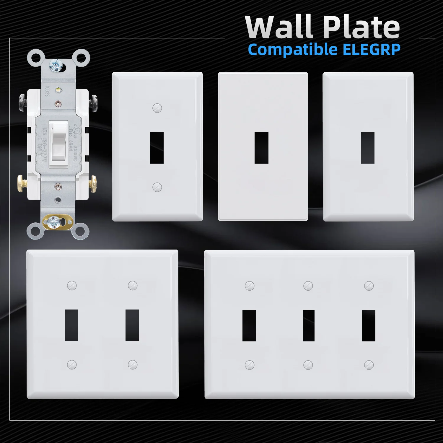 ELEGRP 4-Way Toggle Light Switch, 15 Amp, 120-277V, Quiet On/Off Wall Switch, Self-Grounding, Quick Push-In Wiring, UL Listed (10 Pack) - Image 8
