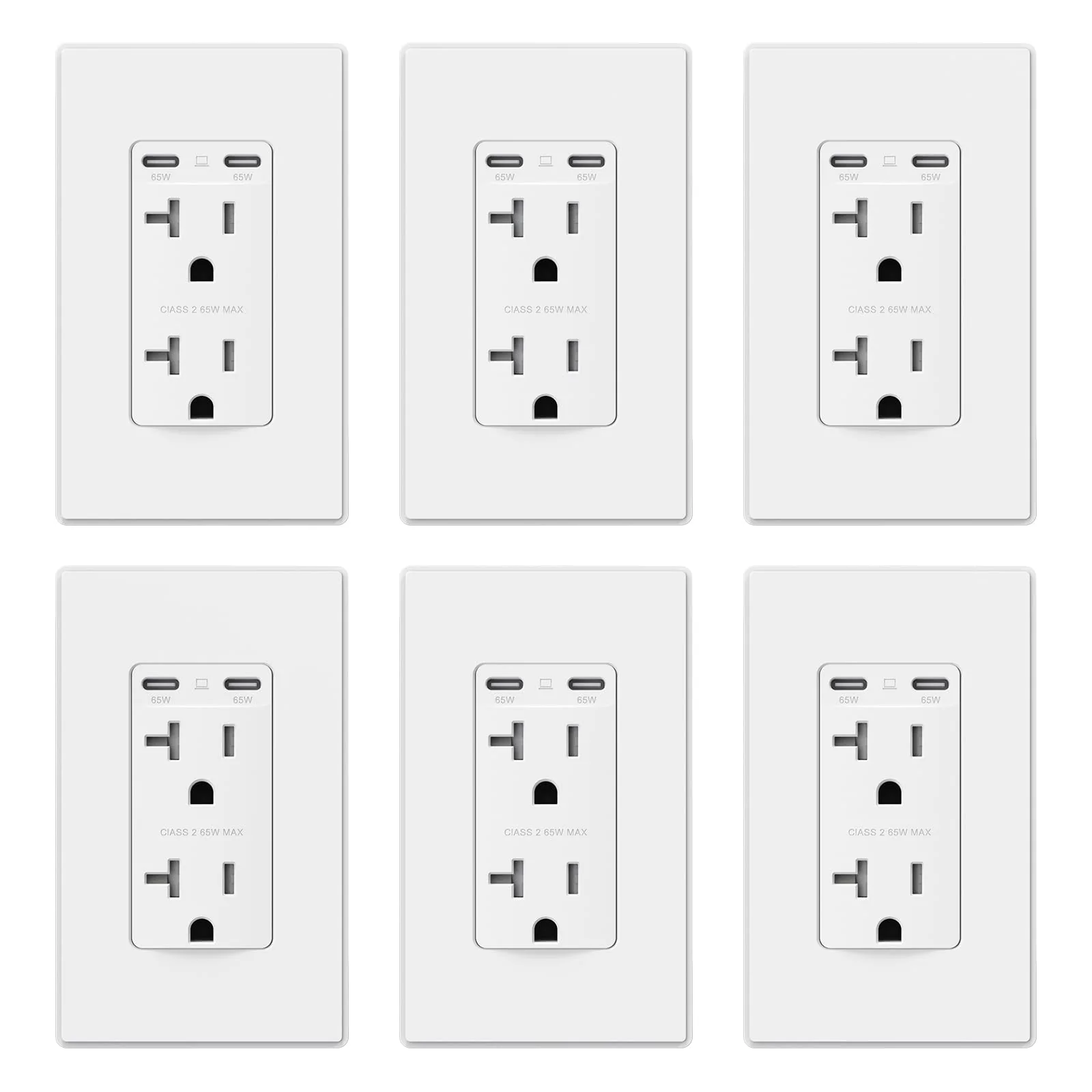 65W Total Output USB Type C/C, Fast Charging Outlet with 15A/20A, Tamper-Resistant Wall Outlet - Image 11