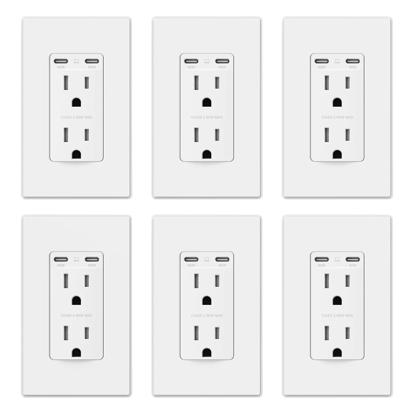 65W Total Output USB Type C/C, Fast Charging Outlet with 15A/20A, Tamper-Resistant Wall Outlet - Image 12