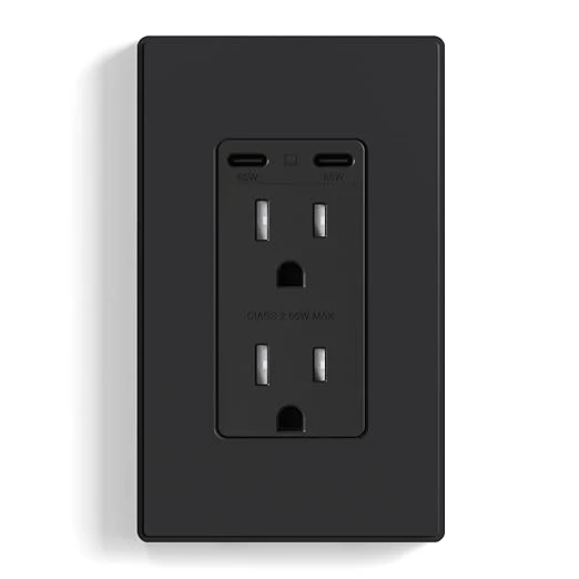65W Total Output USB Type C/C, Fast Charging Outlet with 15A/20A, Tamper-Resistant Wall Outlet - Image 4