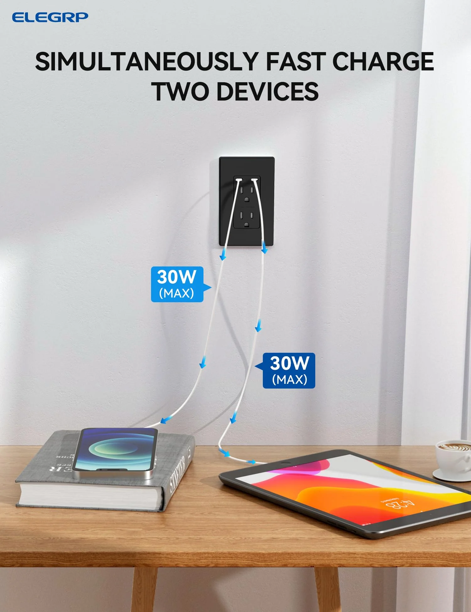 65W Total Output USB Type C/C, Fast Charging Outlet with 15A/20A, Tamper-Resistant Wall Outlet - Image 9
