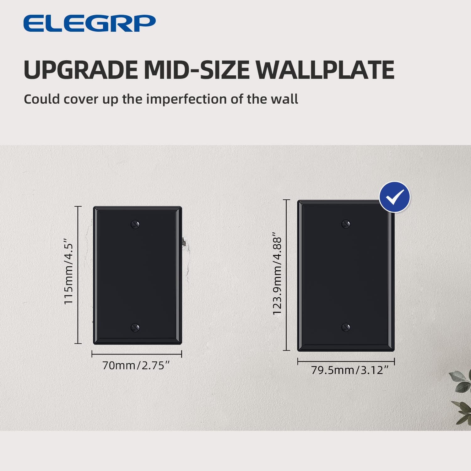 ELEGRP Blank Wall Plate Cover, Durable Polycarbonate, Glossy Finish, Easy Installation, 1-Gang & 2-Gang, UL Listed - Image 10