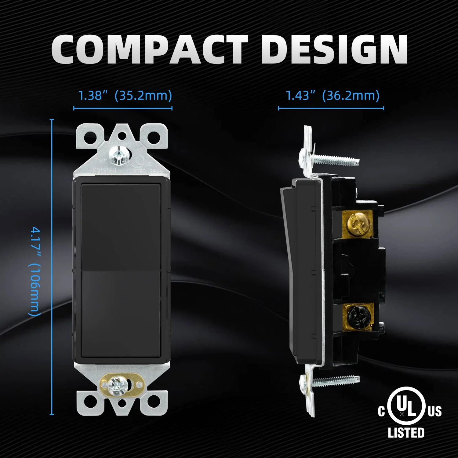 ELEGRP Decorative Light Switch, 3-Way, Self-Grounding, 15A 120-277V, UL Listed, 10 Pack - Image 5