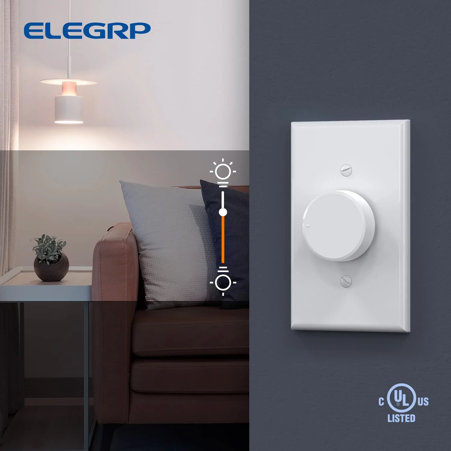 ELEGRP Digital Rotating Dimmer Switch, Single Pole/3-Way, for LED, CFL, and Incandescent Bulbs, Wall Plate Included, UL Listed - Image 5