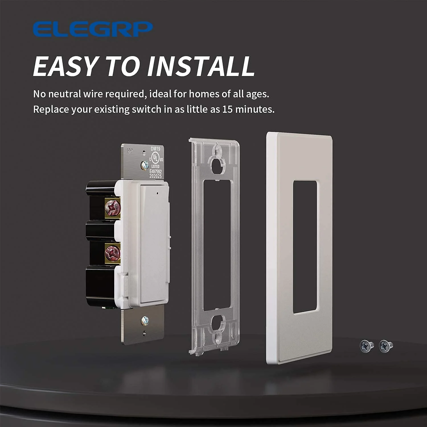 ELEGRP Digital Slide Dimmer Switch, Single-Pole/3-Way, for LED, CFL, Incandescent Bulbs, Wall Plate Included, UL Listed - Image 5