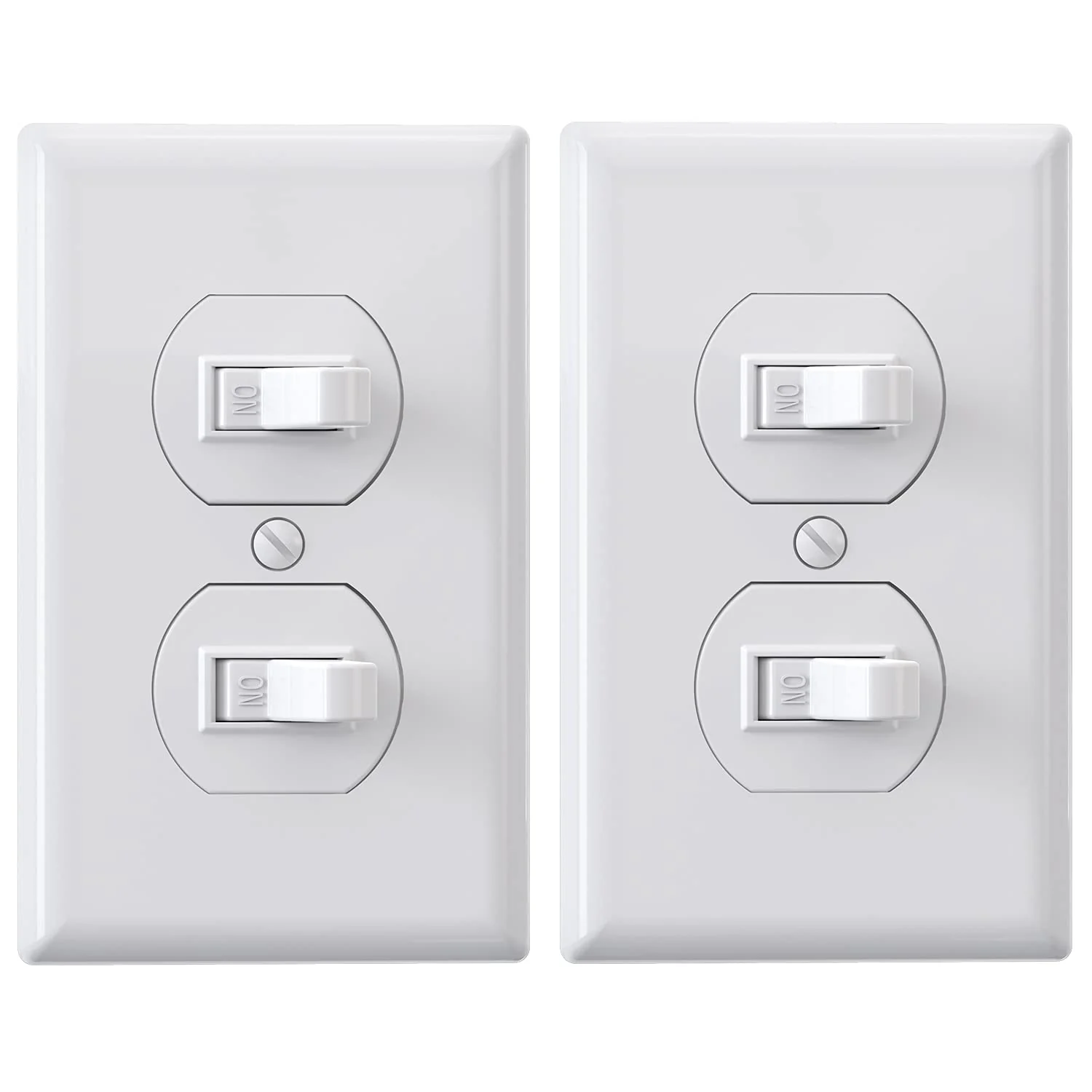 ELEGRP Double Toggle Light Switch, Dual Single-Pole Electrical Switch, 15A 120V, Self-Grounding, Wall Plate Included, UL Listed - Image 3