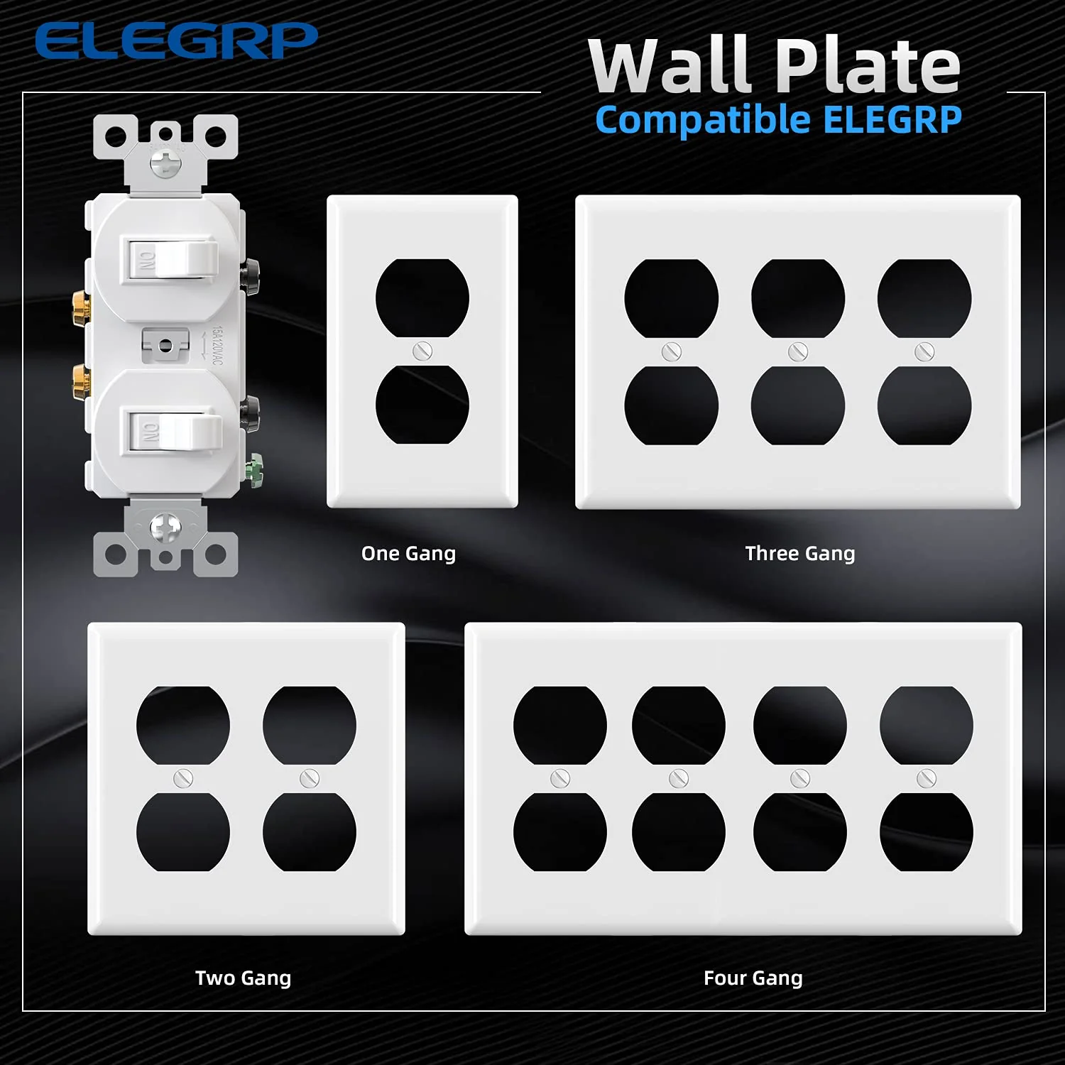 ELEGRP Double Toggle Light Switch, Dual Single-Pole Electrical Switch, 15A 120V, Self-Grounding, Wall Plate Included, UL Listed - Image 9