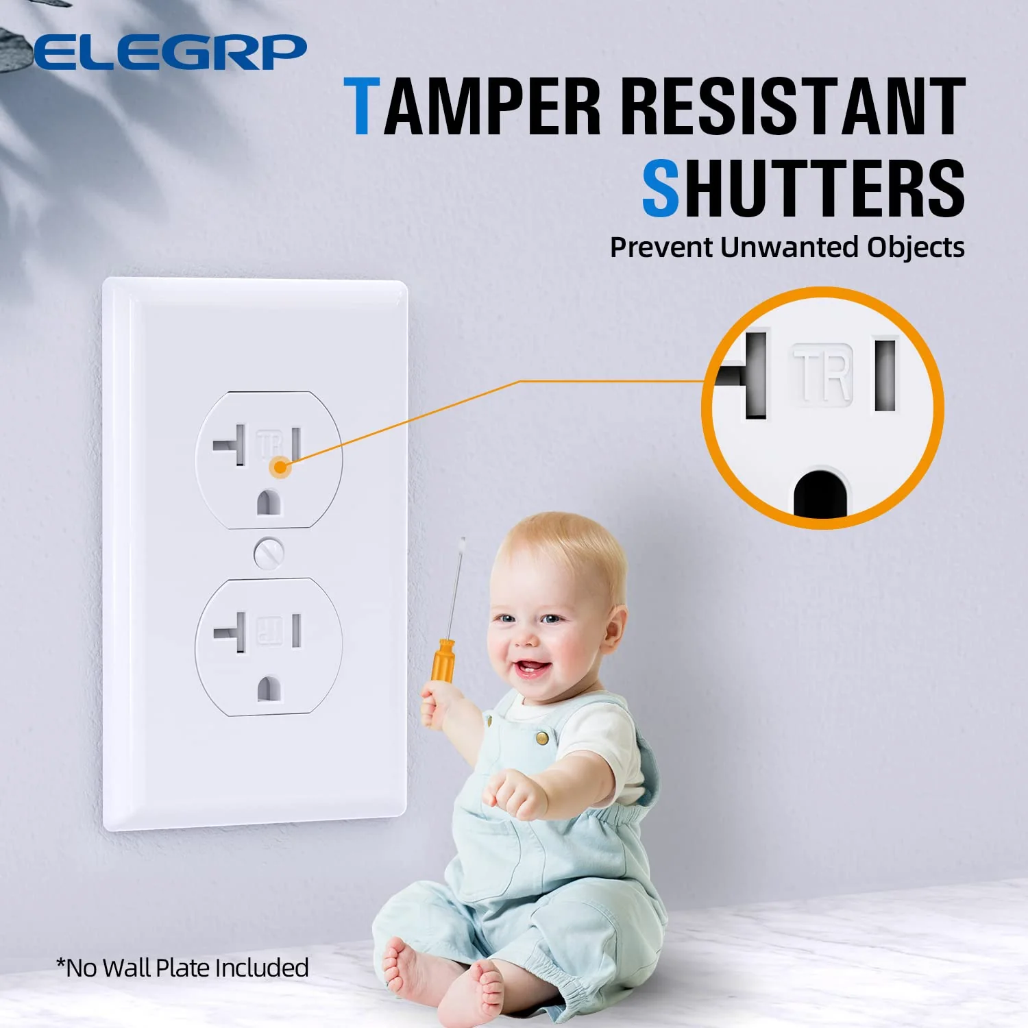 ELEGRP Duplex Outlets, 20A 125V, TR & WR, Tamper-Resistant and Weatherproof, 2 Pole 3 Wire, Back and Side Wiring, UL Listed - Image 13