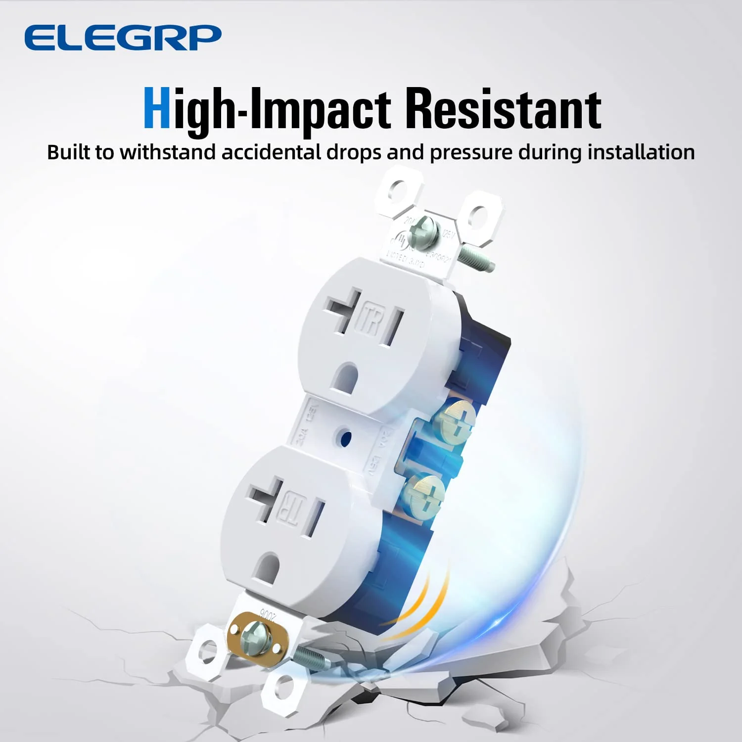 ELEGRP Duplex Outlets, 20A 125V, TR & WR, Tamper-Resistant and Weatherproof, 2 Pole 3 Wire, Back and Side Wiring, UL Listed - Image 14