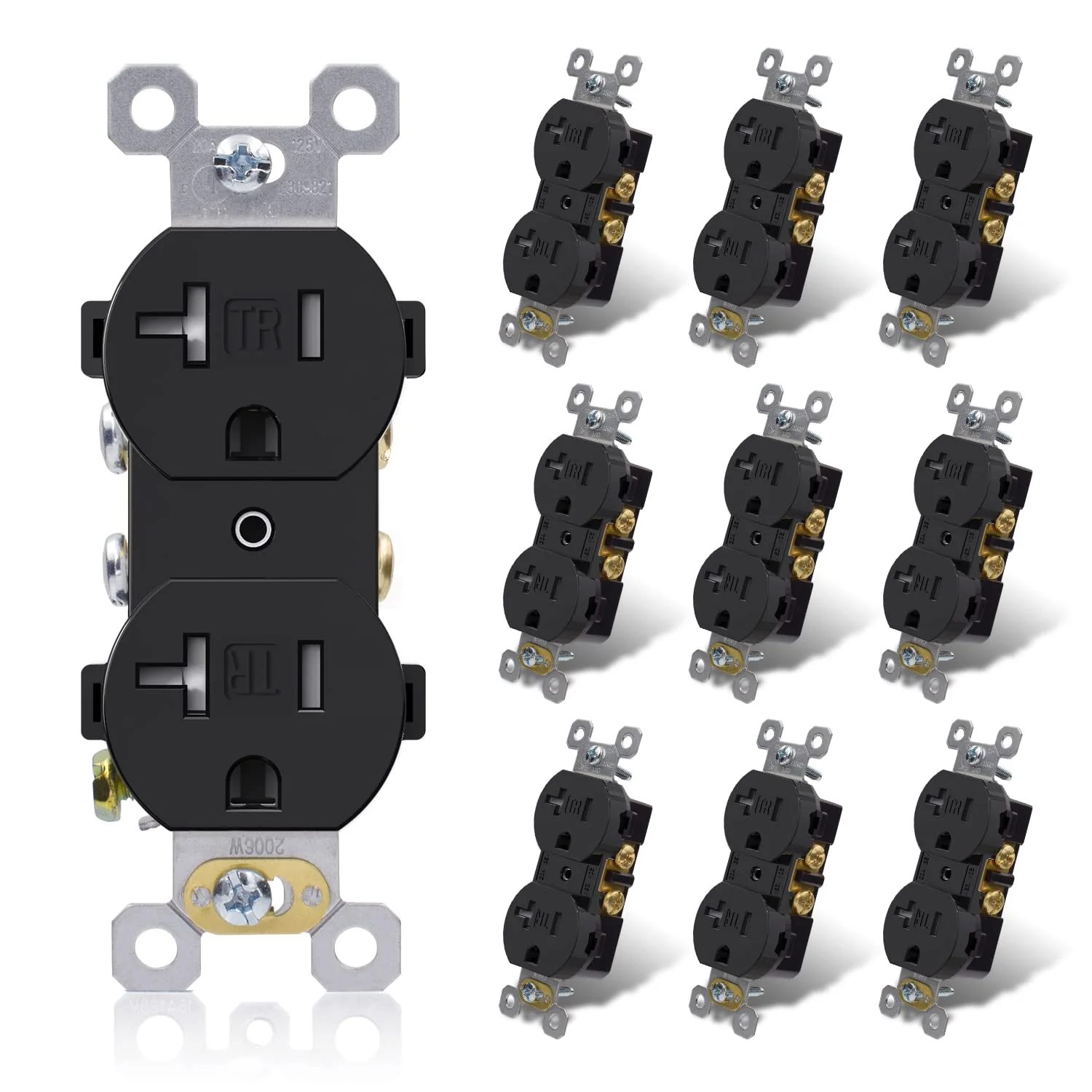 ELEGRP Duplex Outlets, 20A 125V, TR & WR, Tamper-Resistant and Weatherproof, 2 Pole 3 Wire, Back and Side Wiring, UL Listed - Image 4
