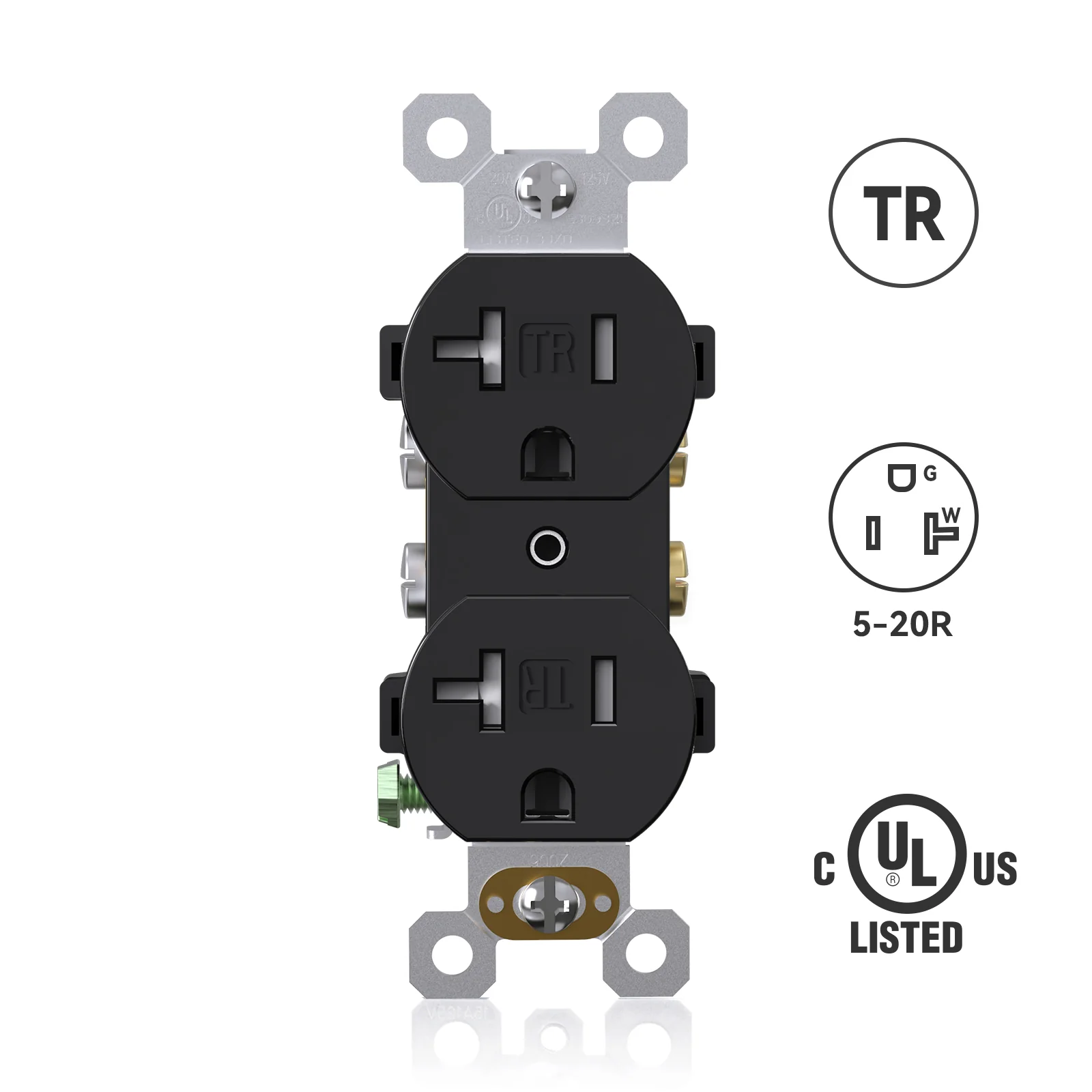ELEGRP Duplex Outlets, 20A 125V, TR & WR, Tamper-Resistant and Weatherproof, 2 Pole 3 Wire, Back and Side Wiring, UL Listed - Image 5