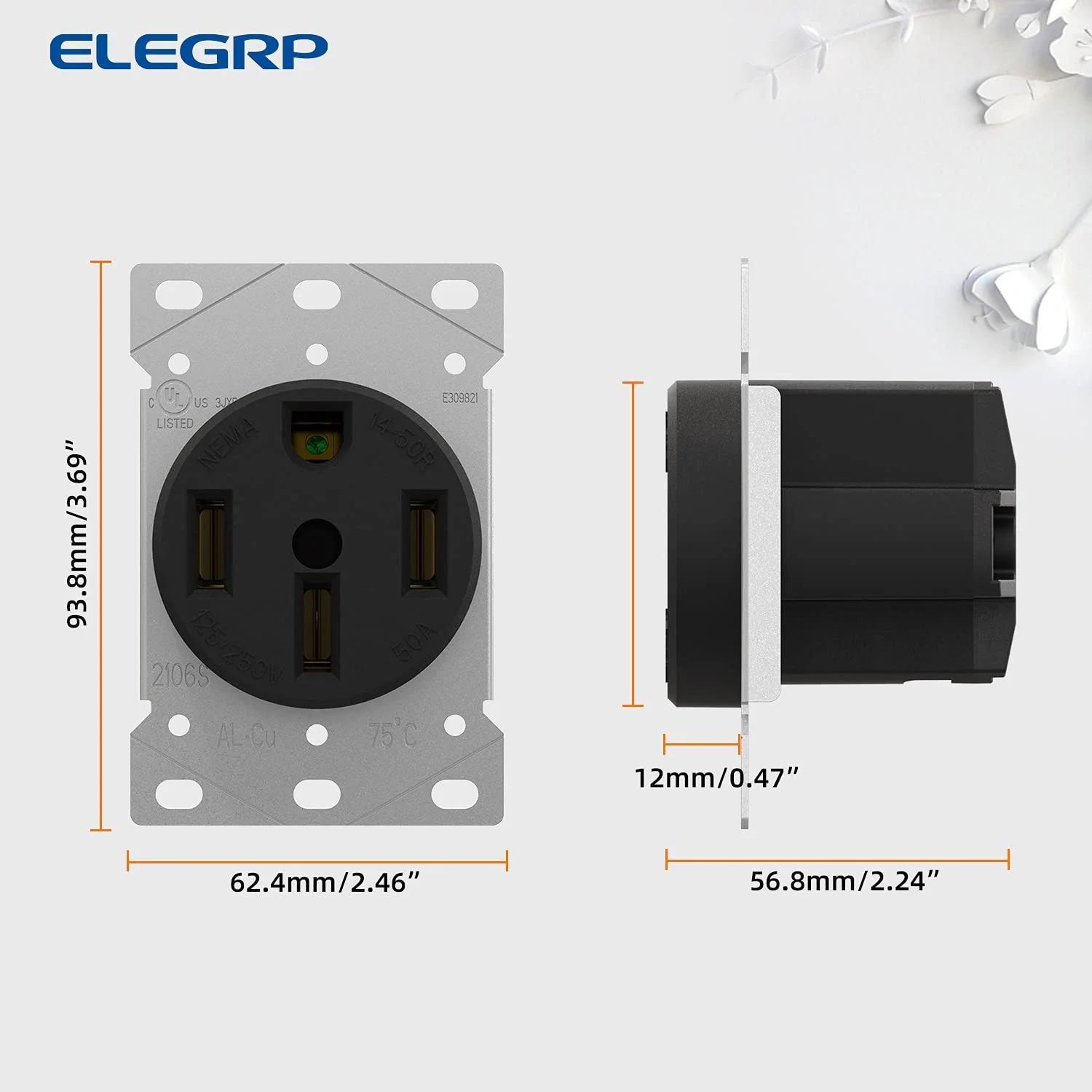 ELEGRP 30/50 Amp Flush Mount Power Receptacle, NEMA 14-30R & 14-50R Outlet, and Heavy Duty Plug, NEMA 14-30P & 14-50P, 125/250V, UL Listed - Image 11