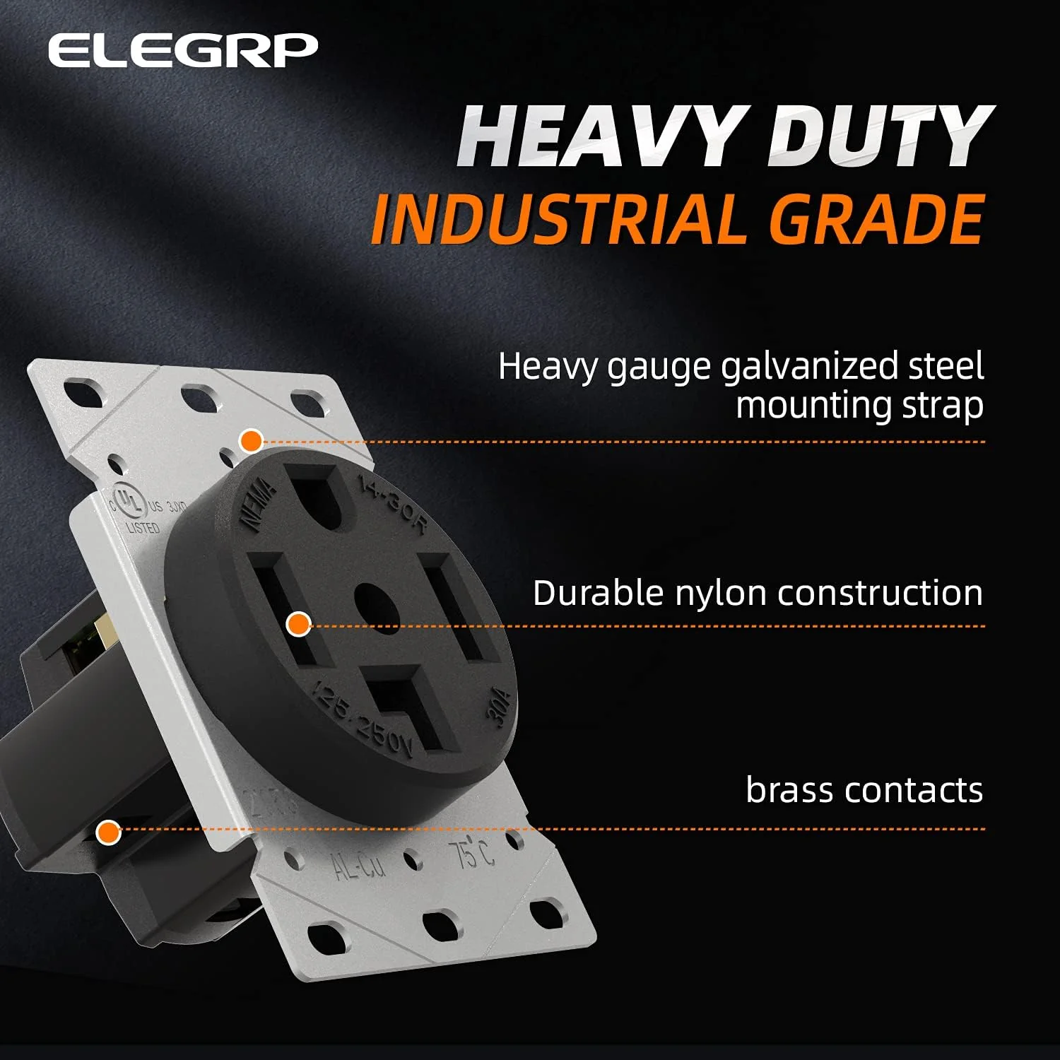 ELEGRP 30/50 Amp Flush Mount Power Receptacle, NEMA 14-30R & 14-50R Outlet, and Heavy Duty Plug, NEMA 14-30P & 14-50P, 125/250V, UL Listed - Image 5