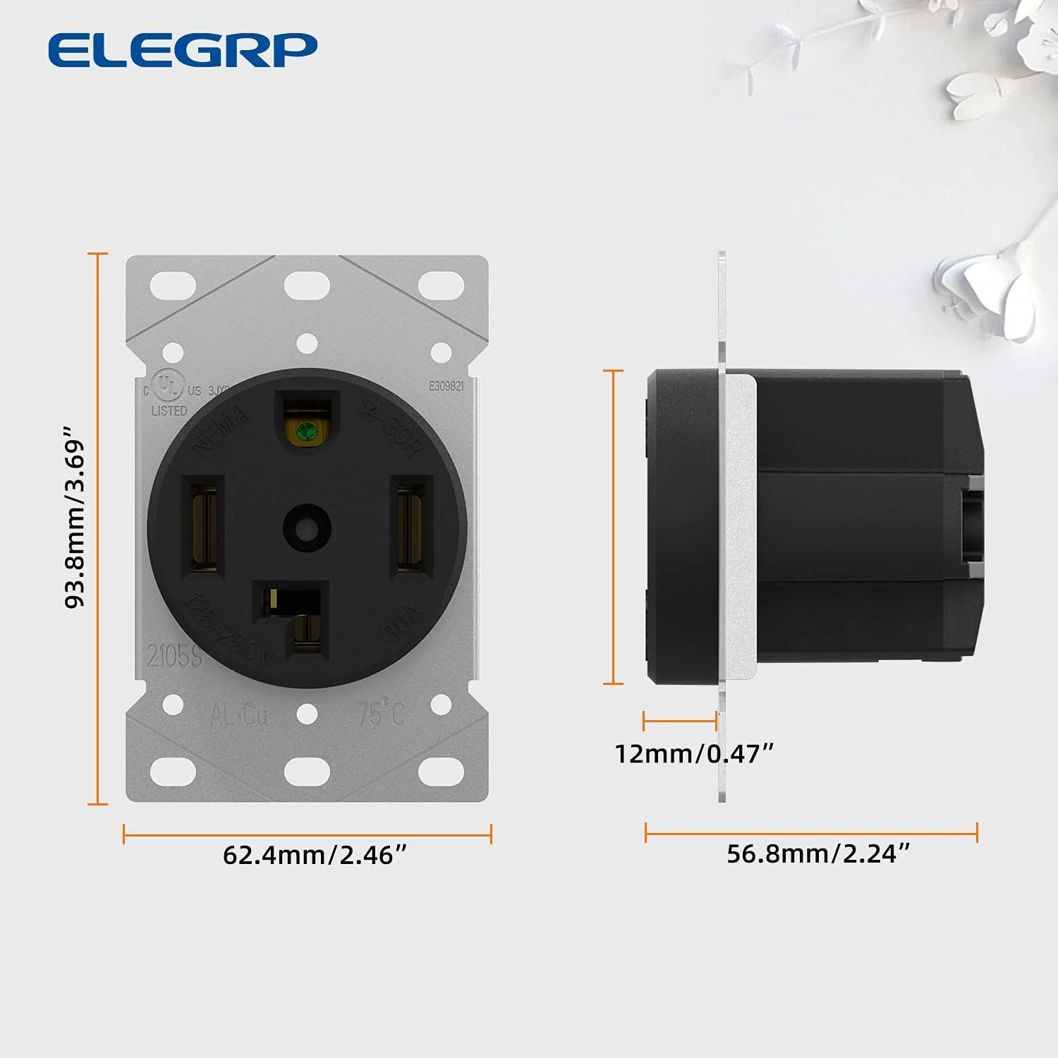 ELEGRP 30/50 Amp Flush Mount Power Receptacle, NEMA 14-30R & 14-50R Outlet, and Heavy Duty Plug, NEMA 14-30P & 14-50P, 125/250V, UL Listed - Image 8