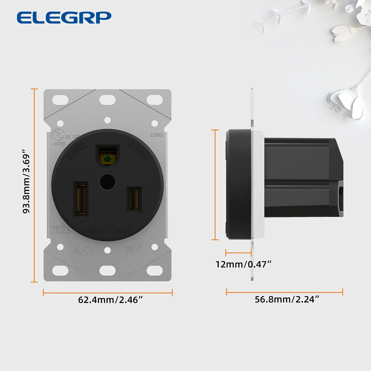 ELEGRP 30/50 Amp Flush Mount Power Receptacle, NEMA 6-30R & 6-50R Outlet, and Heavy Duty Plug, NEMA 6-30P & 6-50P, 250V, UL Listed - Image 10