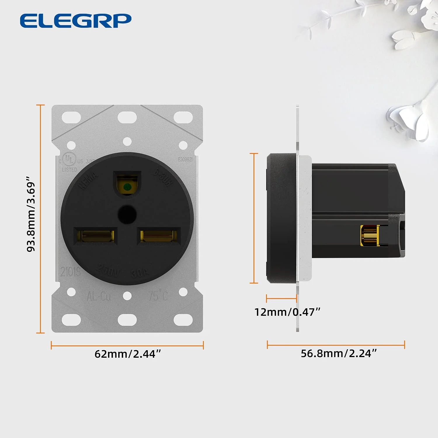 ELEGRP 30/50 Amp Flush Mount Power Receptacle, NEMA 6-30R & 6-50R Outlet, and Heavy Duty Plug, NEMA 6-30P & 6-50P, 250V, UL Listed - Image 11