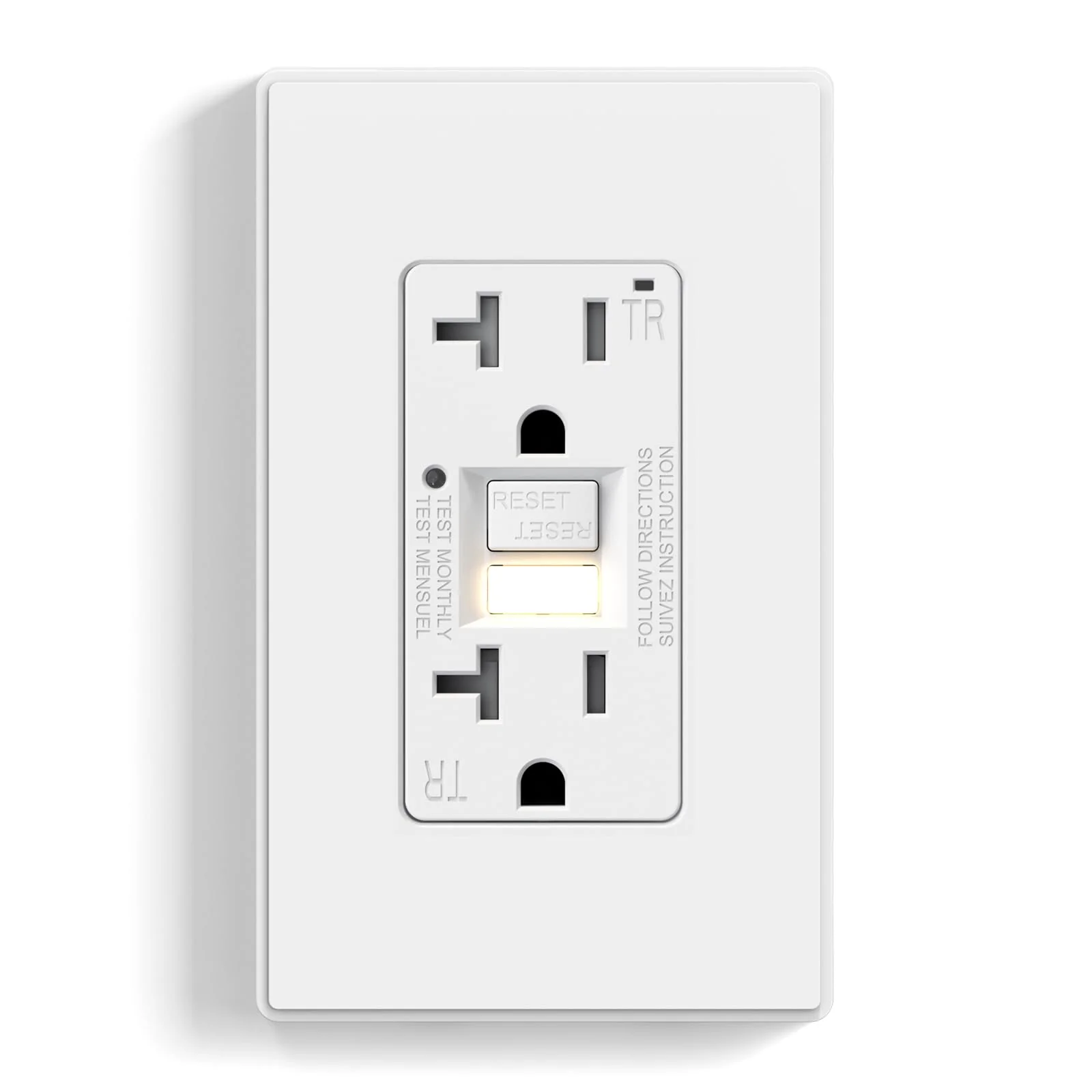 15A/20A, Self-Test, Tamper-Resistant GFCI Outlet with Nightlight - Image 4