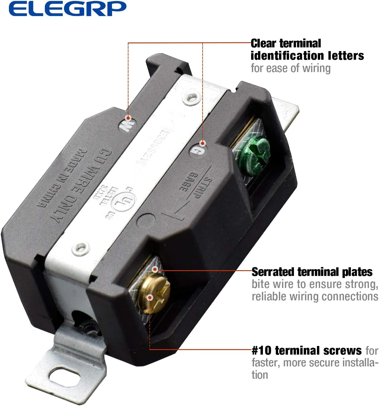 ELEGRP Twist Lock Adapter, NEMA L5-30P & L5-30R, 30A 125V, 2 Pole 3 Wire Grounding Plug & Connector Set, Heavy-Duty Design - Image 12