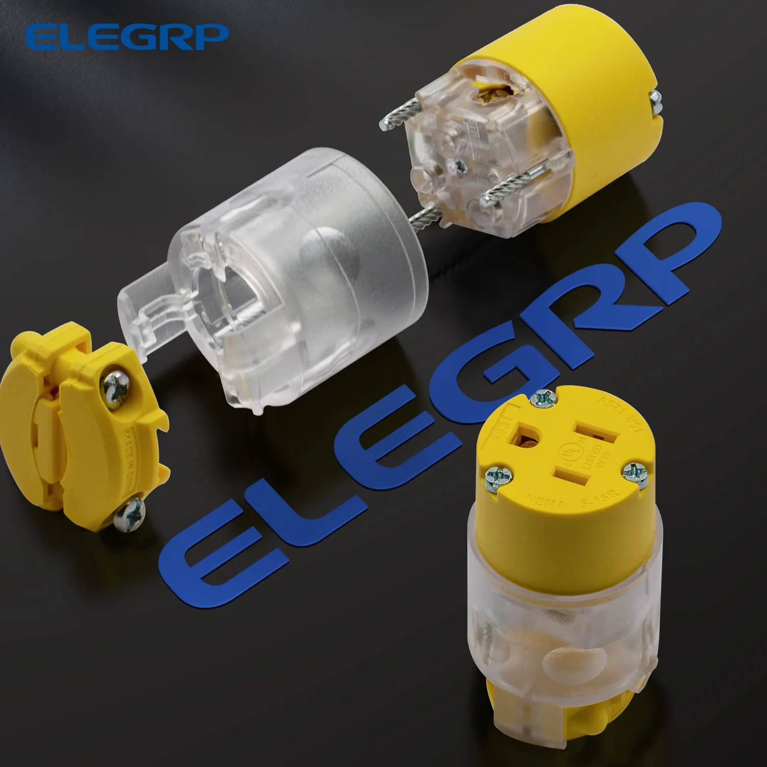 ELEGRP Lighted Electrical Plug and Connector Set, 15A 125V, NEMA 5-15P & NEMA 5-15R, 2 Pole 3 Wire Grounding, Commercial Grade, Yellow - Image 11