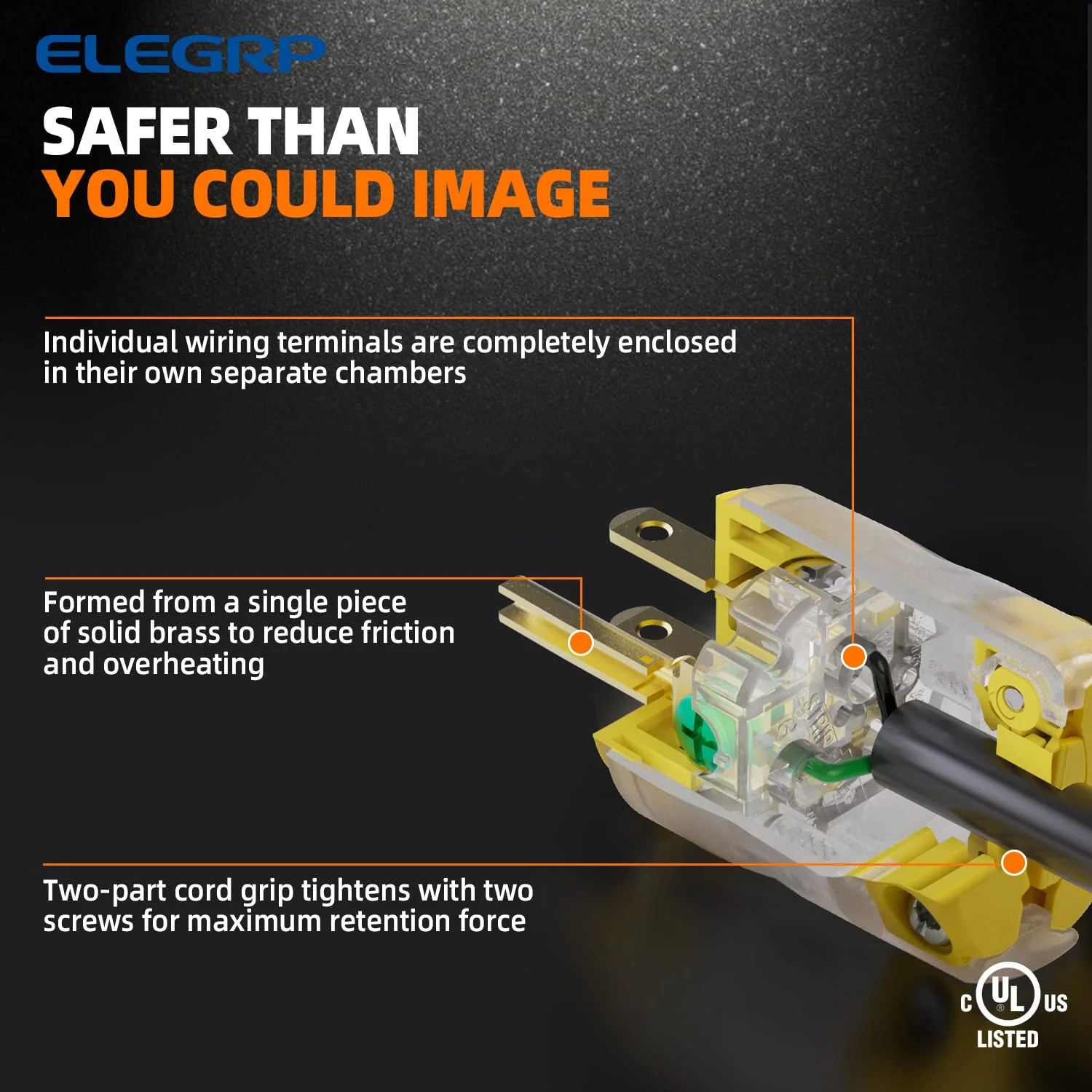 ELEGRP Lighted Electrical Plug and Connector Set, 15A 125V, NEMA 5-15P & NEMA 5-15R, 2 Pole 3 Wire Grounding, Commercial Grade, Yellow - Image 13