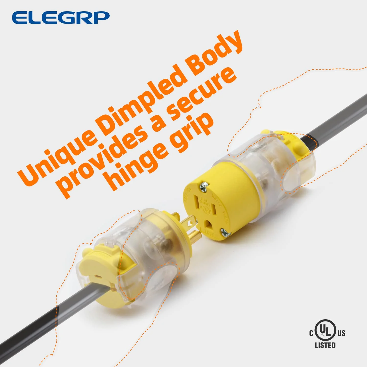 ELEGRP Lighted Electrical Plug and Connector Set, 15A 125V, NEMA 5-15P & NEMA 5-15R, 2 Pole 3 Wire Grounding, Commercial Grade, Yellow - Image 16
