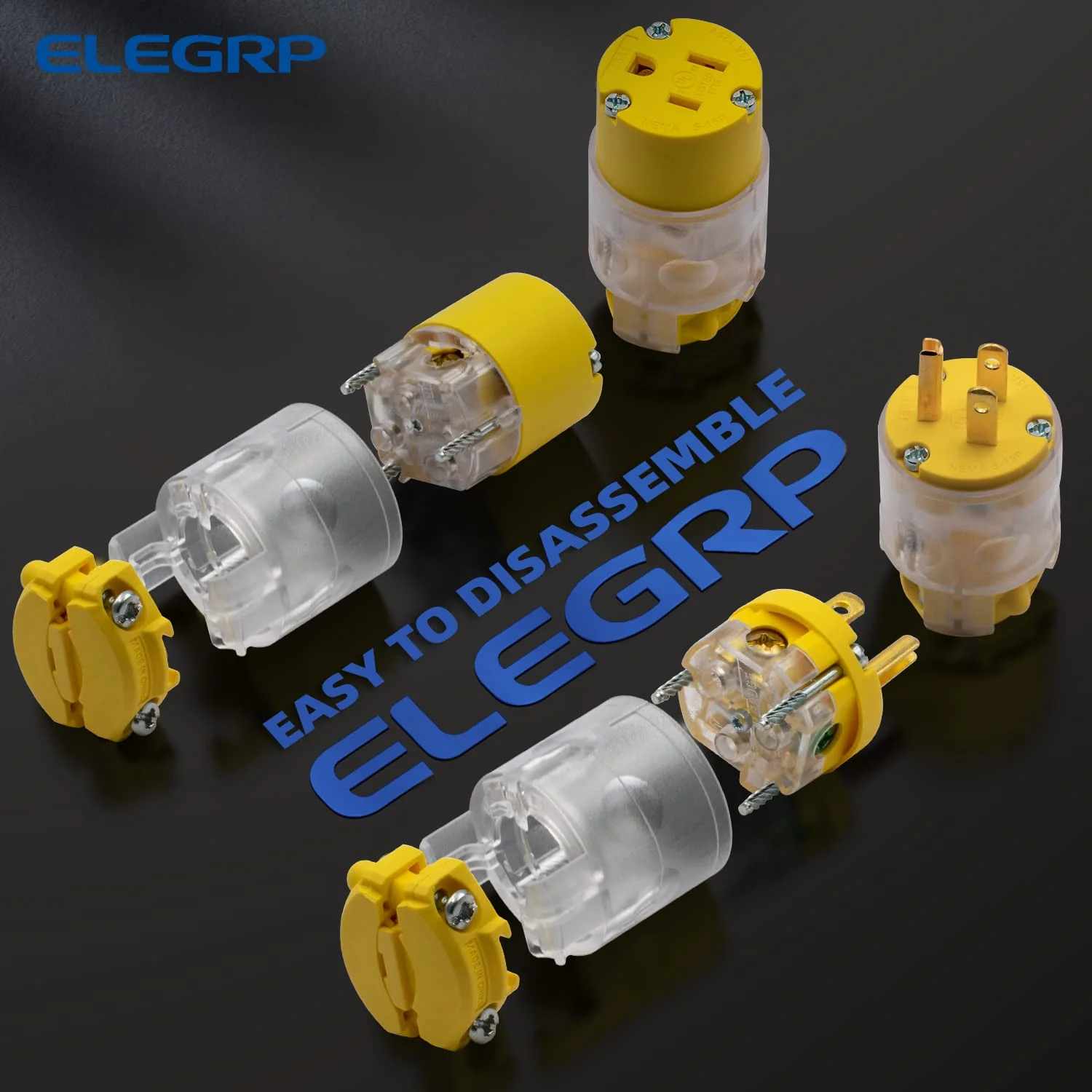 ELEGRP Lighted Electrical Plug and Connector Set, 15A 125V, NEMA 5-15P & NEMA 5-15R, 2 Pole 3 Wire Grounding, Commercial Grade, Yellow - Image 18