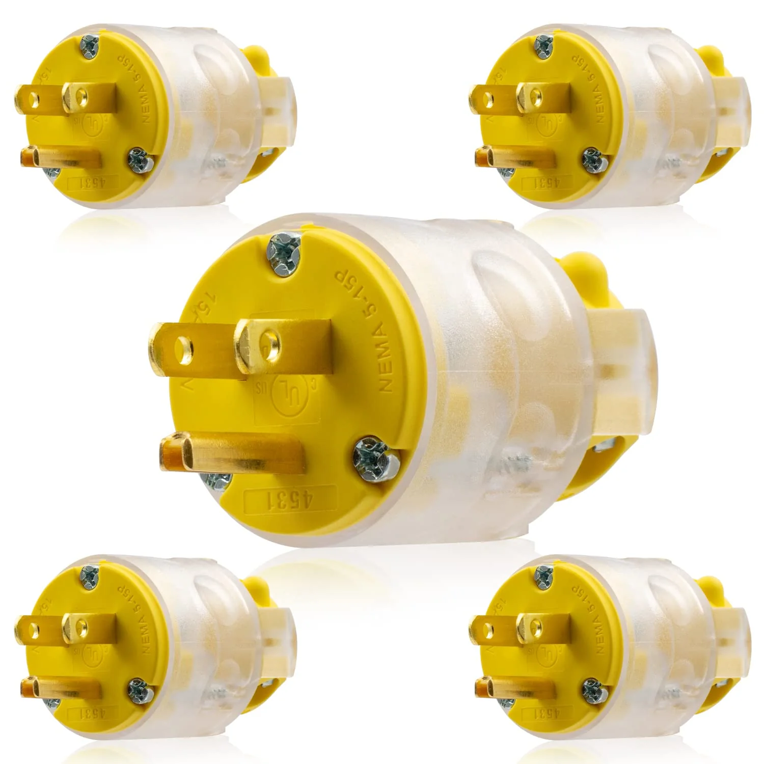 ELEGRP Lighted Electrical Plug and Connector Set, 15A 125V, NEMA 5-15P & NEMA 5-15R, 2 Pole 3 Wire Grounding, Commercial Grade, Yellow - Image 5