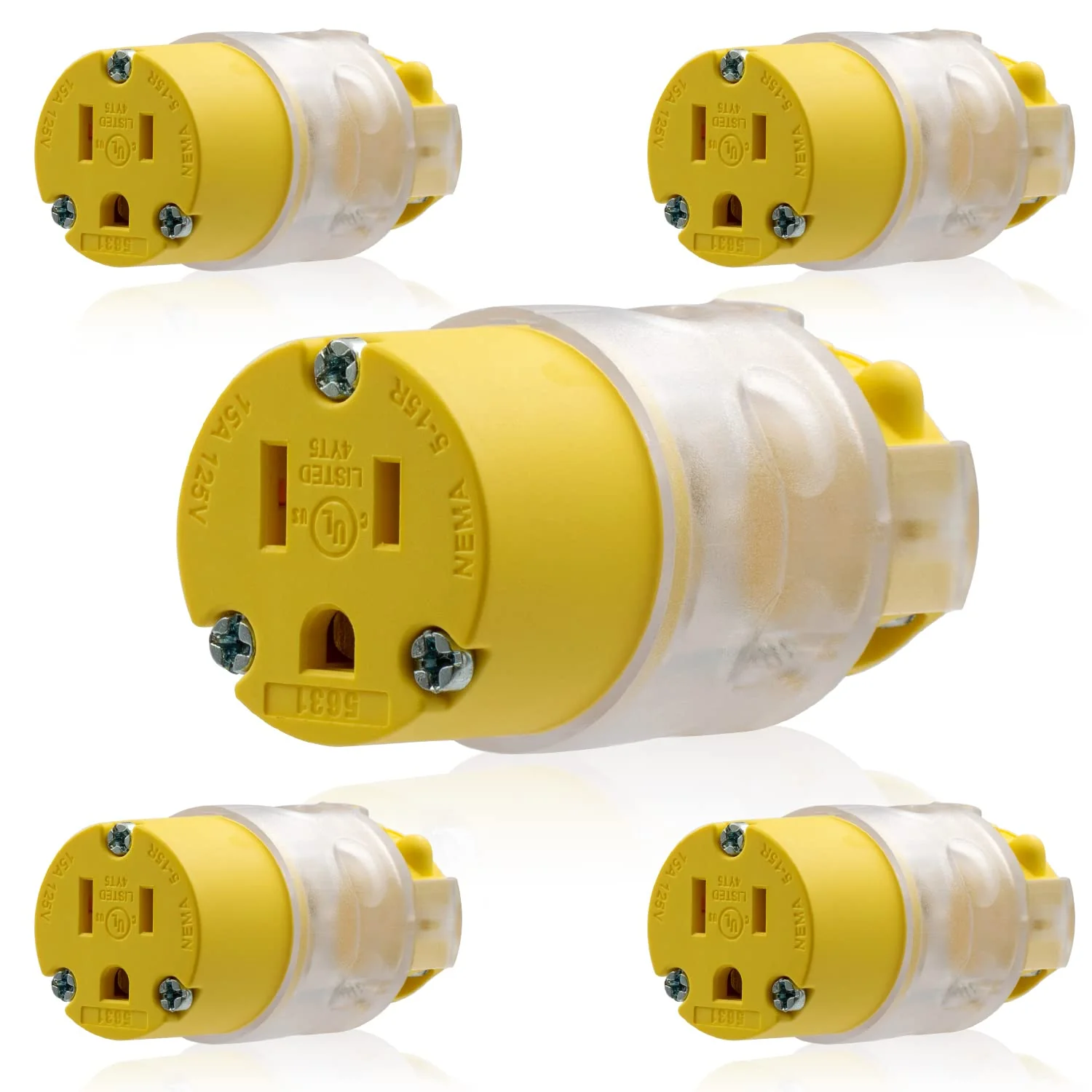 ELEGRP Lighted Electrical Plug and Connector Set, 15A 125V, NEMA 5-15P & NEMA 5-15R, 2 Pole 3 Wire Grounding, Commercial Grade, Yellow - Image 6