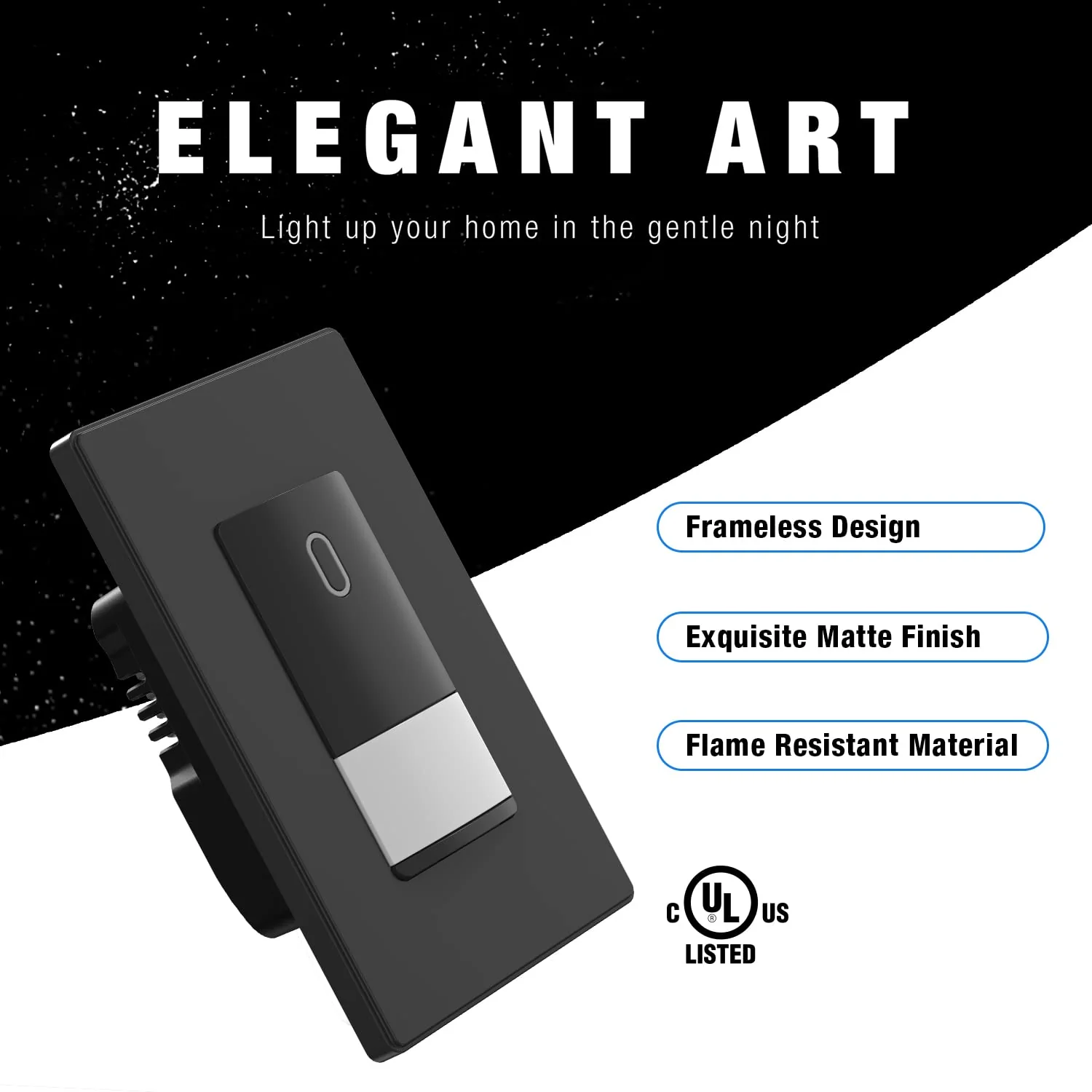 ELEGRP Motion Sensor Light Switch, Single-Pole or Dual Location Control, No Neutral Wire Needed, Wall Plate Included, UL Listed - Image 4