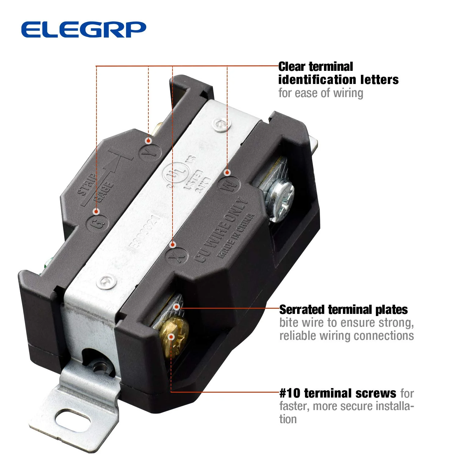 ELEGRP NEMA L14-20P & L14-20R Locking Plug and Connector Set, Generator Twist Lock Adapter, 20A 125/250V, 3 Pole 4 Wire Grounding - Image 10