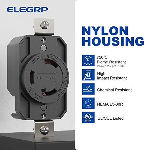 ELEGRP NEMA L5-30R Twist Lock Outlet, 30A 125V, 2 Pole 3 Wire Grounding, Heavy-Duty Design - Image 5