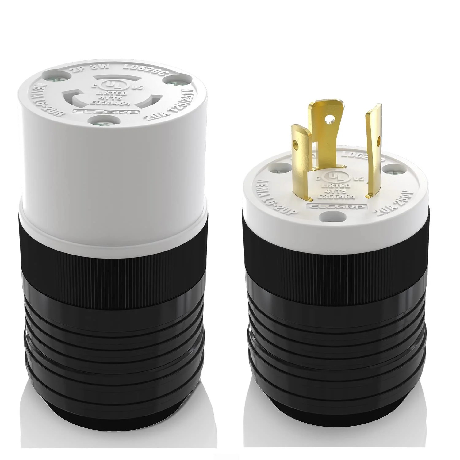 ELEGRP Twist Lock Adapter, NEMA L6-20P & L6-20R, 20A 250V, 2 Pole 3 Wire Grounding Plug & Connector Set, Heavy-Duty Design - Image 4