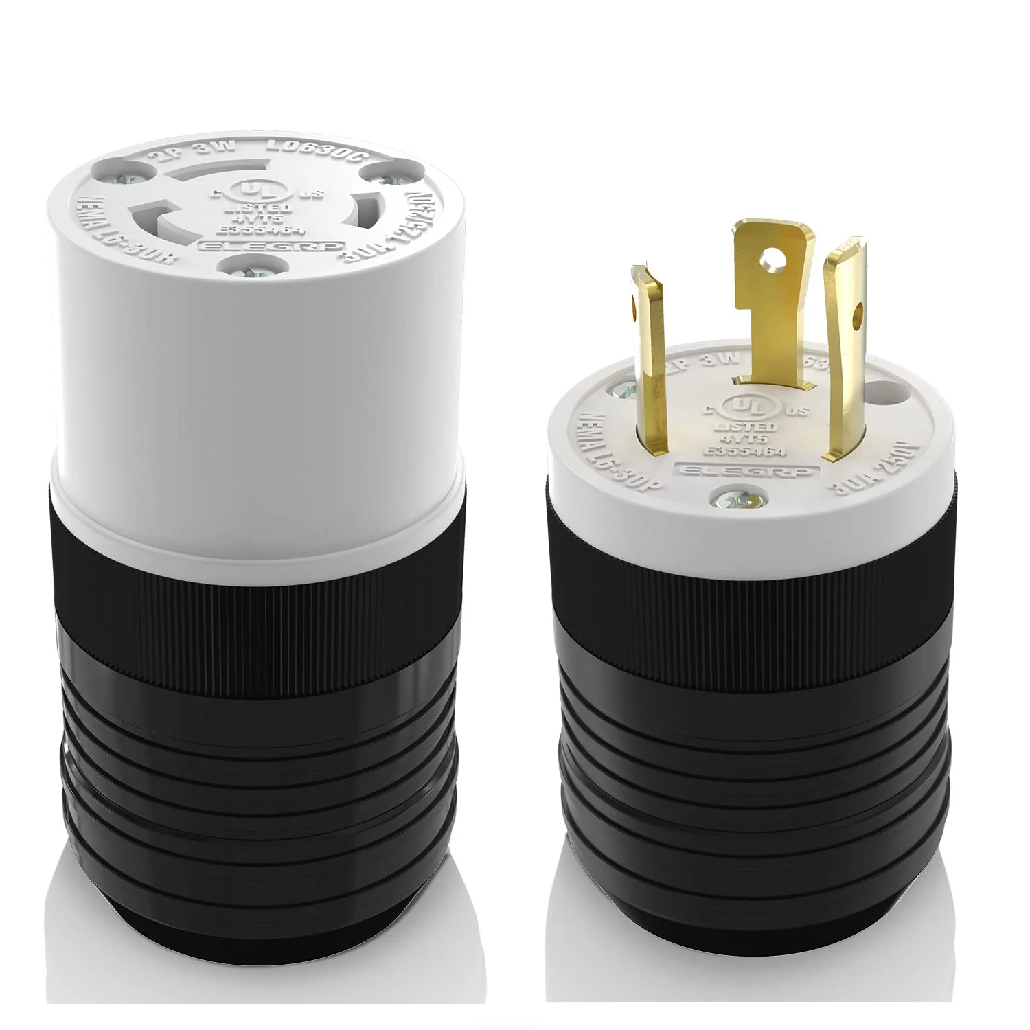 ELEGRP Twist Lock Adapter, NEMA L6-30P & L6-30R, 30A 250V, 2 Pole 3 Wire Grounding Plug & Connector Set, Heavy-Duty Design - Image 4