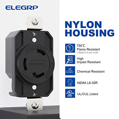 ELEGRP NEMA L6-30R Twist Lock Outlet, 30A 250V, 2 Pole 3 Wire Grounding, Heavy-Duty Design - Image 5