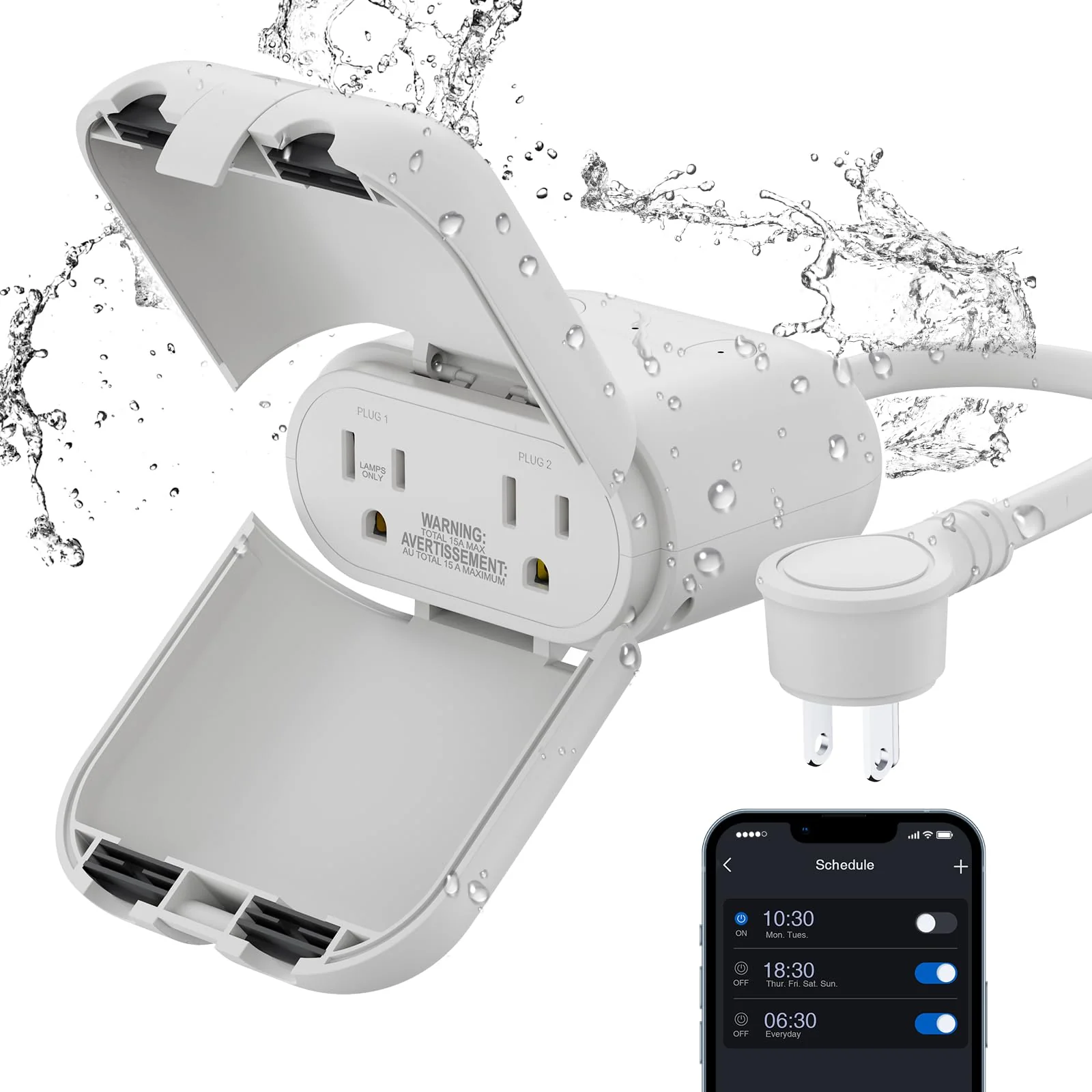 Outdoor Wi-Fi Smart Dimmer Plug with 2 Individually Controlled Sockets, IP66 Waterproof - Image 4