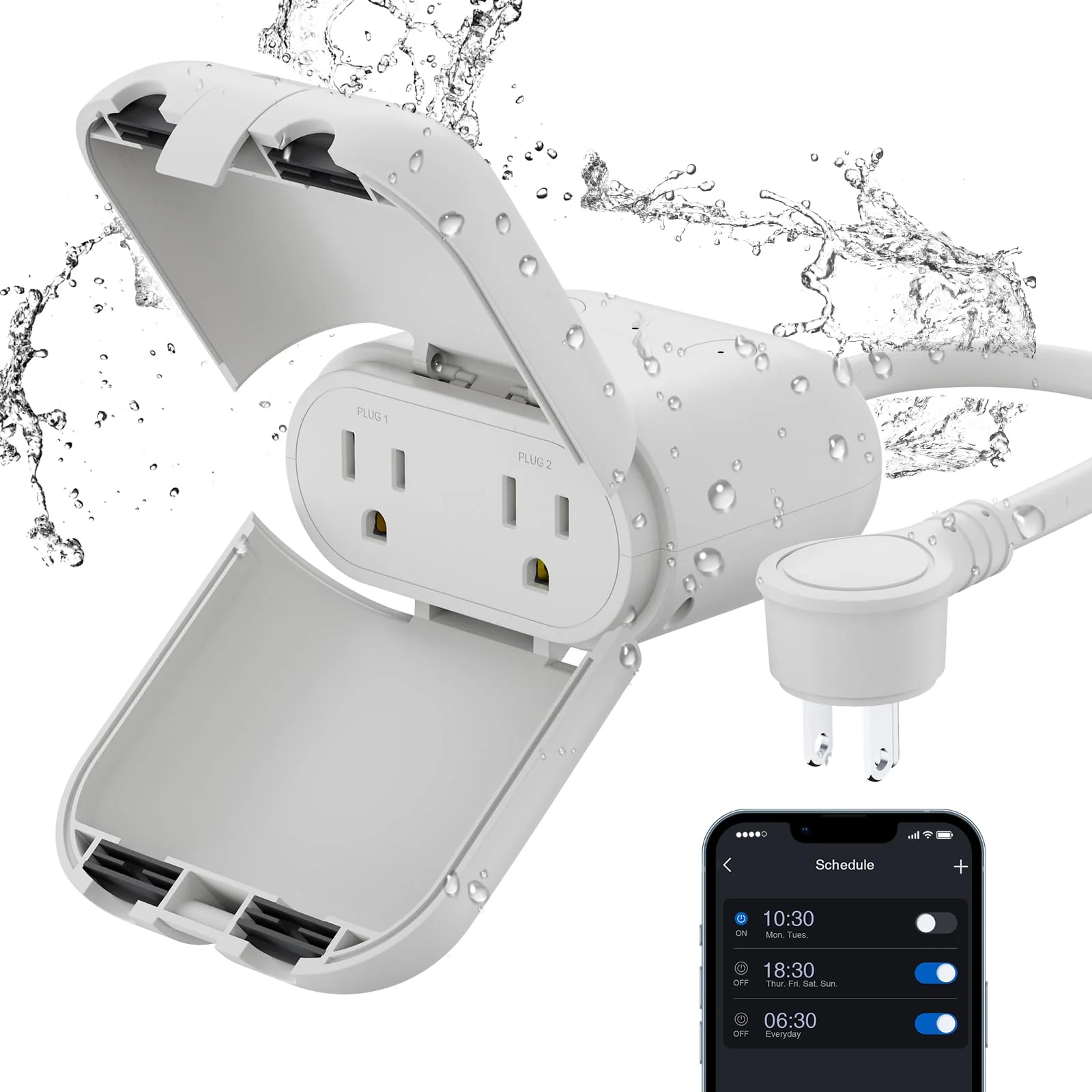Outdoor Wi-Fi Smart Dimmer Plug with 2 Individually Controlled Sockets, IP66 Waterproof - Image 7