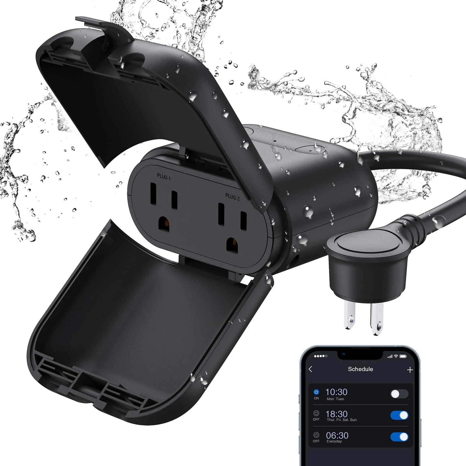 Outdoor Wi-Fi Smart Dimmer Plug with 2 Individually Controlled Sockets, IP66 Waterproof - Image 8
