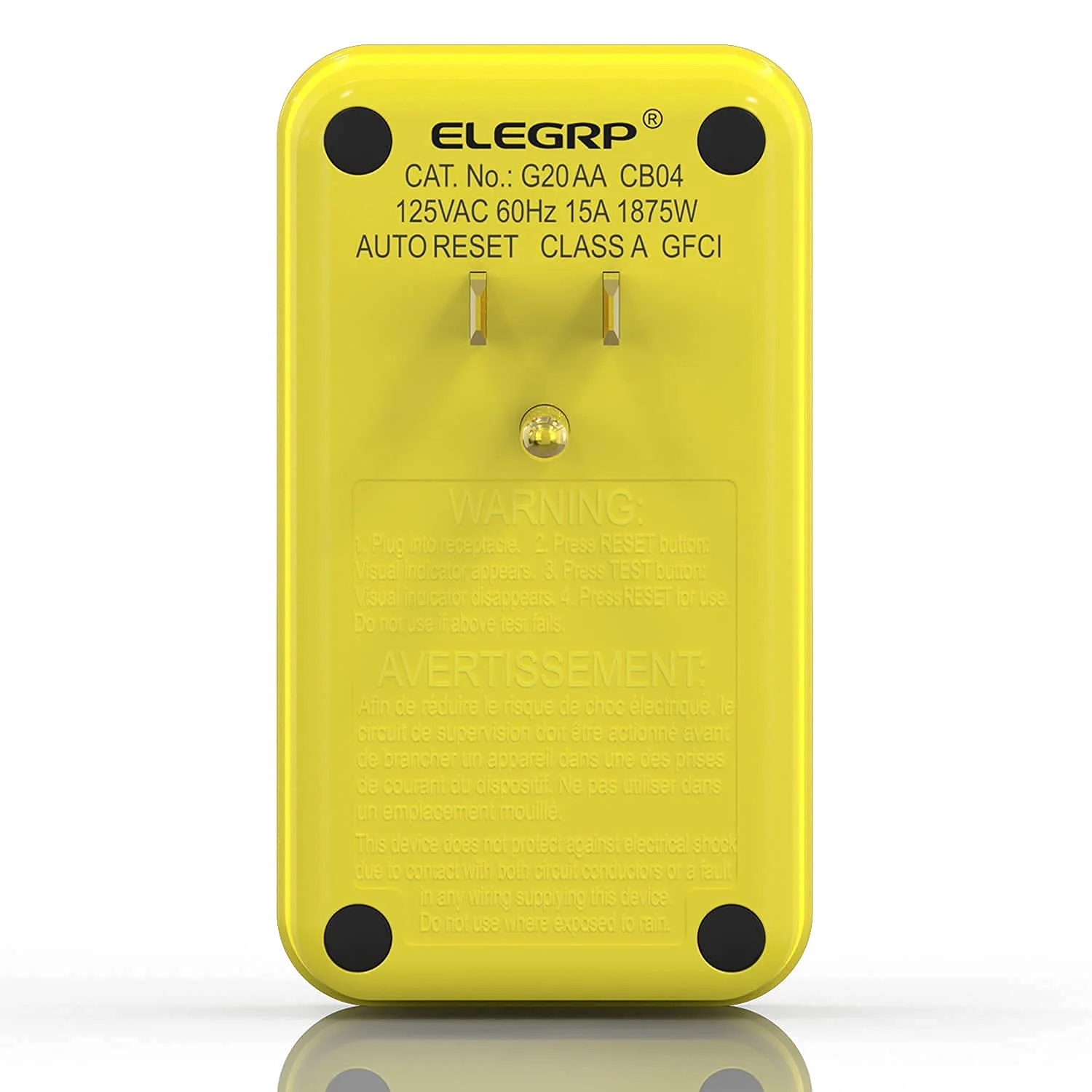 15A 125V, 5-15P 3-Prong Grounding, Single Outlet, Portable GFCI Adapter - Image 3