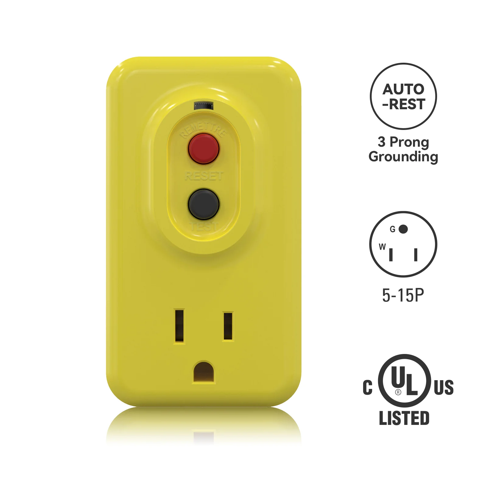 15A 125V, 5-15P 3-Prong Grounding, Single Outlet, Portable GFCI Adapter - Image 4